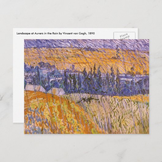 Het landschap van Auvers in de Regen, Vincent van Briefkaart (Voorkant / Achterkant)