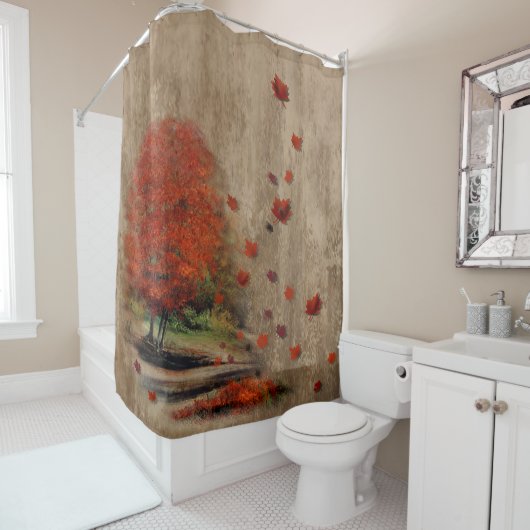 Het landschap van de afdalende bladeren douchegordijn (In situ)