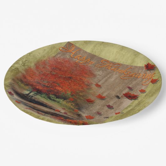 Het landschap van de afdalende bladeren papieren bordje (Gekanteld)