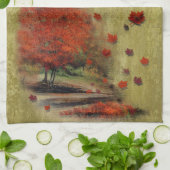 Het landschap van de afdalende bladeren theedoek (Gevouwen)