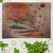 Het landschap van de afdalende bladeren theedoek (Gevouwen)