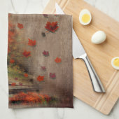 Het landschap van de afdalende bladeren theedoek (Quarter Fold)