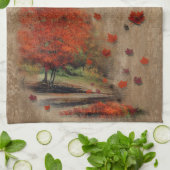 Het landschap van de afdalende bladeren theedoek (Gevouwen)