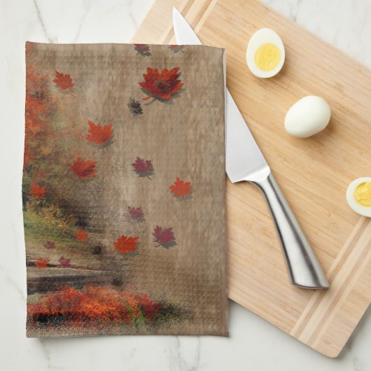 Het landschap van de afdalende bladeren theedoek (Quarter Fold)