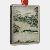 Het landschap van de bergen en een rivier metalen ornament (Rechts)