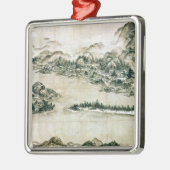 Het landschap van de bergen en een rivier metalen ornament (Links)