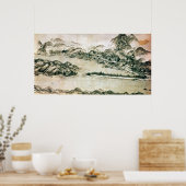 Het landschap van de bergen en een rivier poster (Keuken)