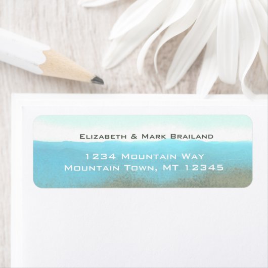 Het landschap van de blauwe bergmassief etiket (Insitu)