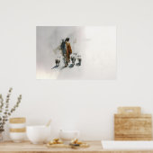 Het landschap van de Goede Herder Jezus met schape Poster (Keuken)