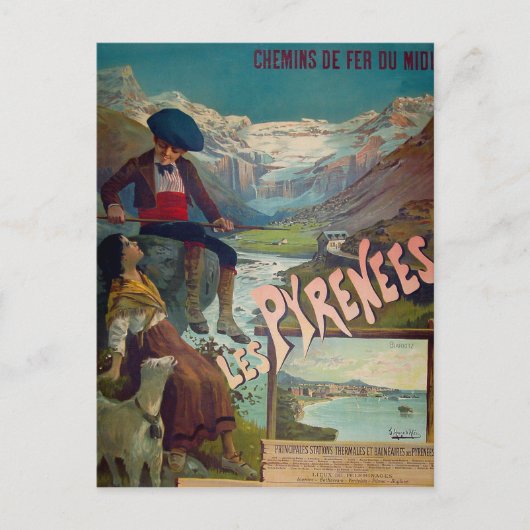 Het landschap van de Pyreneeën, de kinderen staan Briefkaart (Voorkant)