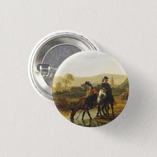 Het landschap van de rivieren Aelbert Cuyp Ronde Button 3,2 Cm (Voorkant /achterkant)