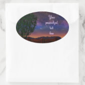 Het Landschap van de Sterrennacht - met klantgeric Ovale Sticker (Tas)