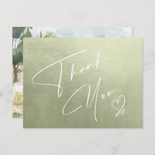 Het Landschap van de waterverf Dank u Sage Groene Aankondigingskaart (Voorkant / Achterkant)