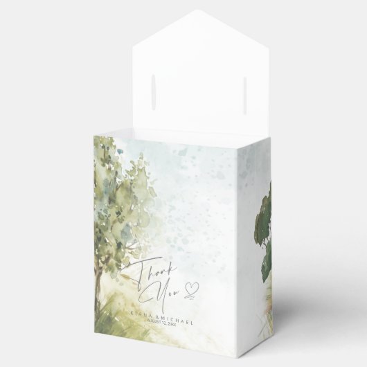 Het Landschap van de waterverf Dank u Sage Groene Bedankdoosjes (Geopend)