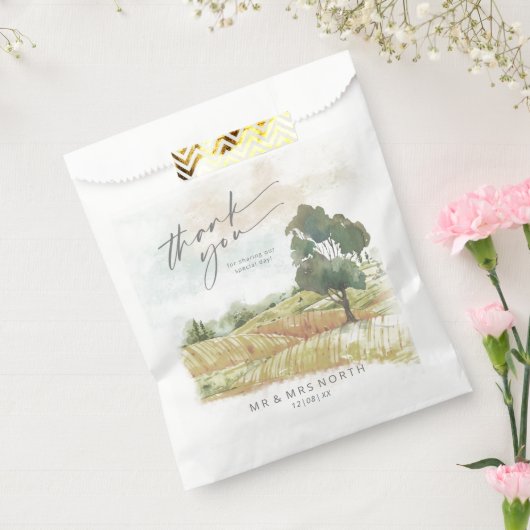 Het Landschap van de waterverf Dank u Sage Groene  Bedankzakje (Gezegeld)