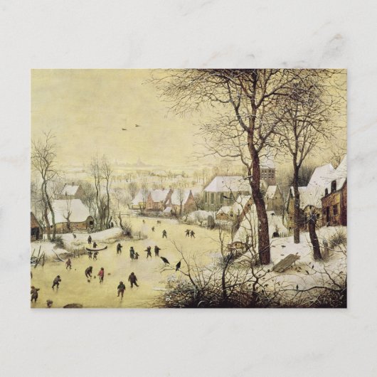 Het Landschap van de winter met Schaatsers Briefkaart (Voorkant)