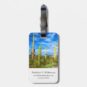 Het landschap van de woestijncactus, Arizona Bagagelabel (Achterkant verticaal)