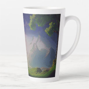 Het landschap van een buitenaardse wereld latte mok