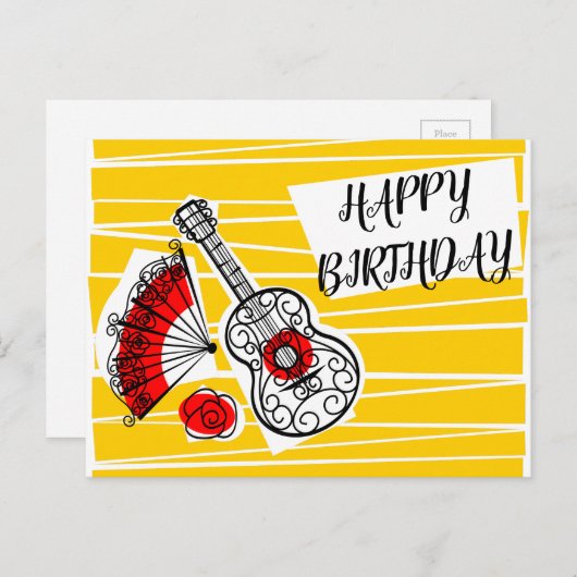 Het landschap van het briefkaart Souvenirs Birthda (Voorkant / Achterkant)