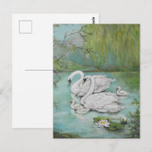 Het landschap van het meer van Summer Swans Briefkaart (Voorkant / Achterkant)