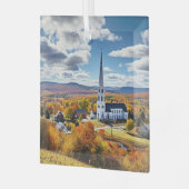 Het landschap van New England in de Herfst Glas Ornament (Voorkant links)