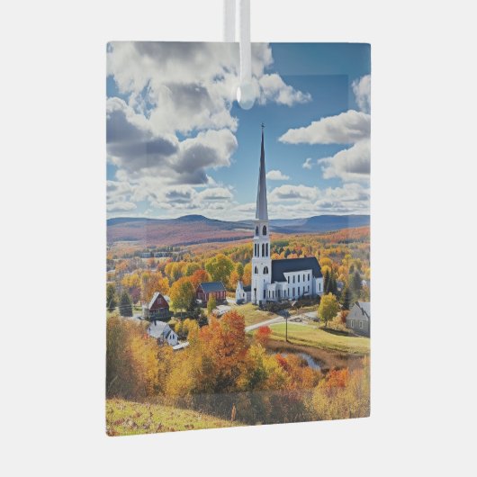 Het landschap van New England in de Herfst Glas Ornament (Voorkant Rechts)