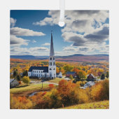 Het landschap van New England in de Herfst Glas Ornament (Achterkant)