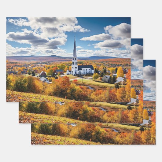 Het landschap van New England in de Herfst Inpakpapier Vel (Set)