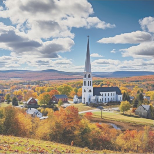 Het landschap van New England in de Herfst Sticker (Voorkant)
