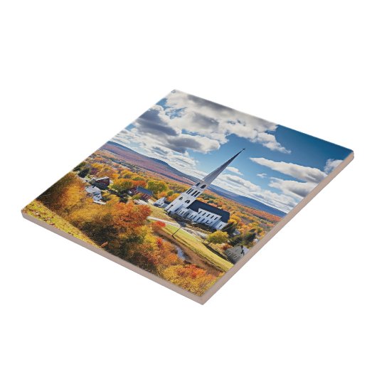 Het landschap van New England in de Herfst Tegeltje (Zijkant)