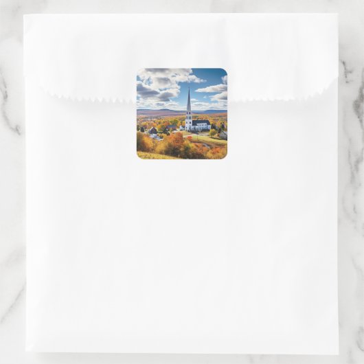 Het landschap van New England in de Herfst Vierkante Sticker (Tas)