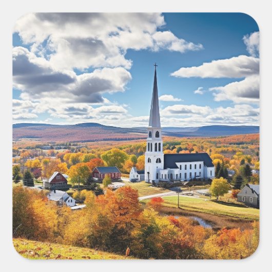 Het landschap van New England in de Herfst Vierkante Sticker (Voorkant)