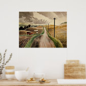 Het landschap van Ravilious-Wiltshire, Poster (Keuken)