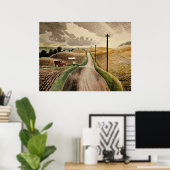 Het landschap van Ravilious-Wiltshire, Poster (Thuiskantoor)