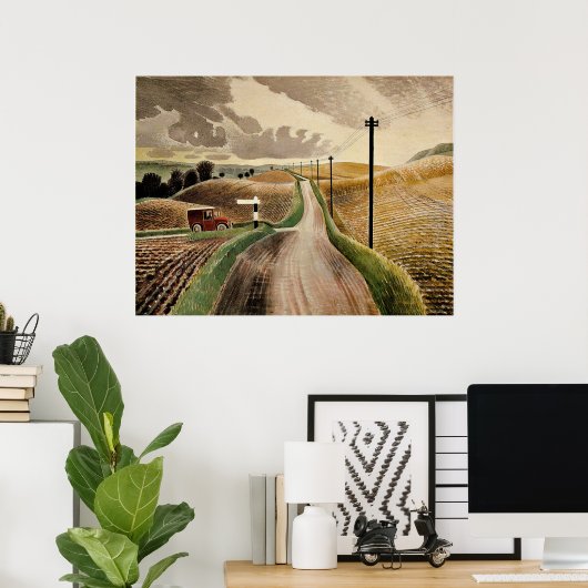 Het landschap van Ravilious-Wiltshire, Poster (Thuiskantoor)