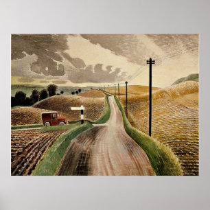 Het landschap van Ravilious-Wiltshire, Poster