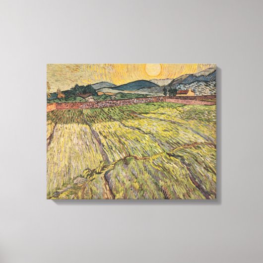 Het landschap van Van Gogh met geploegde velden (1 Canvas Afdruk (Voorkant)