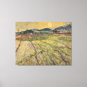 Het landschap van Van Gogh met geploegde velden (1 Canvas Afdruk