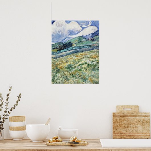 Het landschap van Van Gogh van Saint-Rémy (1889) Poster (Keuken)