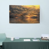 Het landschap van wolken en water met vogels spandoek (Beurs)