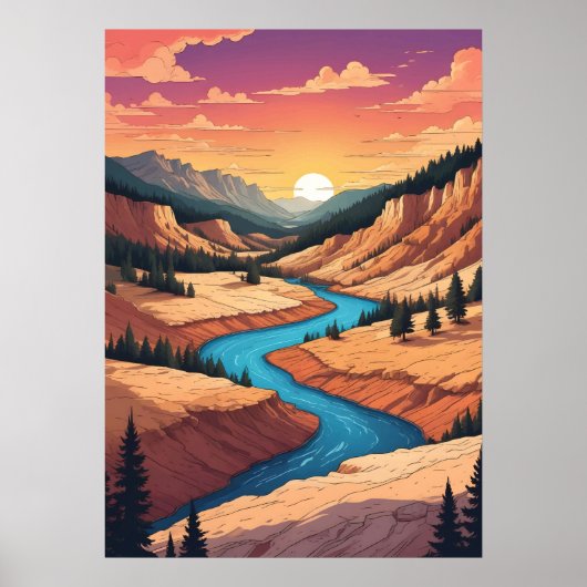 Het landschap van Yellowstone Park Poster (Voorkant)