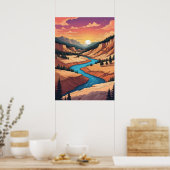 Het landschap van Yellowstone Park Poster (Keuken)