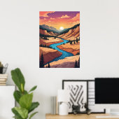 Het landschap van Yellowstone Park Poster (Thuiskantoor)