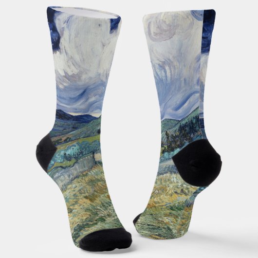 Het landschap Vincent Van Gogh Kunst Monogrammen Sokken (Gebogen)