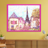 Het landschapscanvas met pointillisme in Parijs, g Canvas Afdruk (Insitu (Woonkamer))