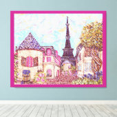 Het landschapscanvas met pointillisme in Parijs, g Canvas Afdruk (Insitu (Houten vloer))