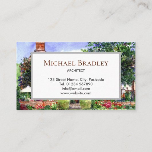 Het landschapsschilderij van het Manor House Water Visitekaartje (Achterkant)