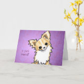 Het lange Haar Chihuahua spreekt Uw Bericht van de Kaart (Gele Bloem)