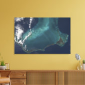 Het lange, smalle Eleuthra-eiland van de Bahama's Canvas Afdruk (Insitu (Woonkamer))