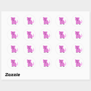 Het lange staart Schattigee roze varken Ronde Sticker